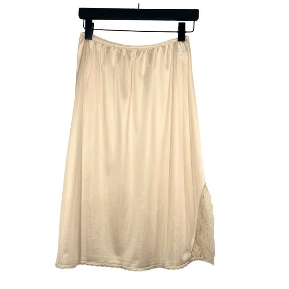Maidenform Vintage XL Beige Lace Trim Half Slip Antron III Nylon 81411-25 USA